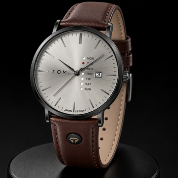 TOMI T-019 Classic Day Date Analog Watch for Men - Black Brown