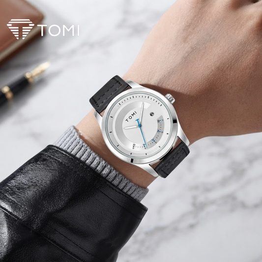 TOMI T-099 Signature Business Analog Watch – Silver Black