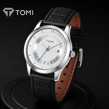 TOMI T-099 Signature Business Analog Watch – Silver Black