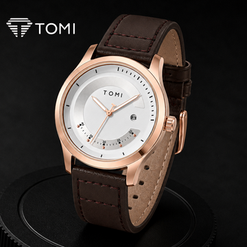 TOMI T-099 Signature Business Analog Watch – Golden Brown