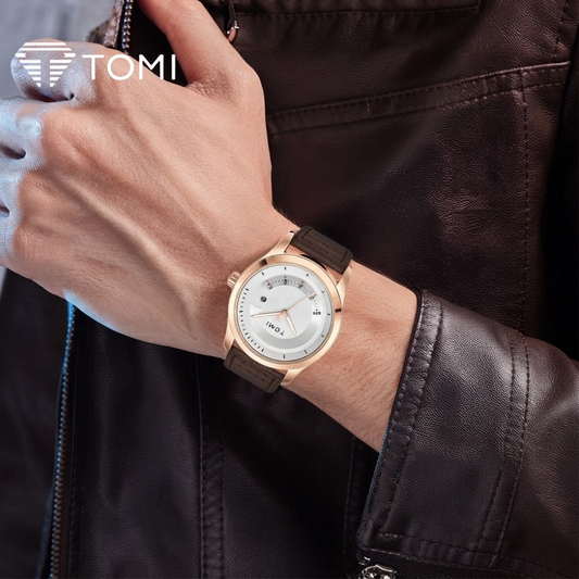 TOMI T-099 Signature Business Analog Watch – Golden Brown
