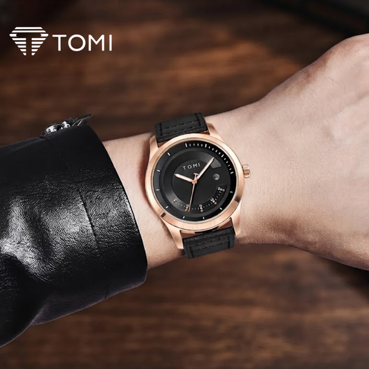 TOMI T-099 Signature Business Analog Watch – Golden Black