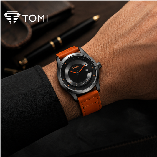 TOMI T-099 Signature Business Analog Watch – Mustard Black