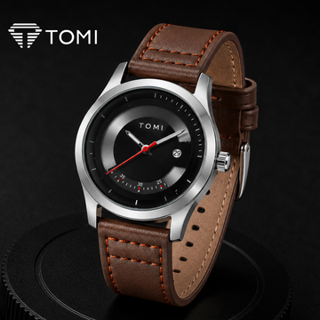TOMI T-099 Signature Business Analog Watch – Silver Brown