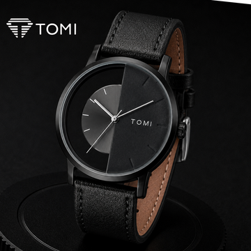 TOMI T-080 Prestige Transparent Dial Watch – Full Black