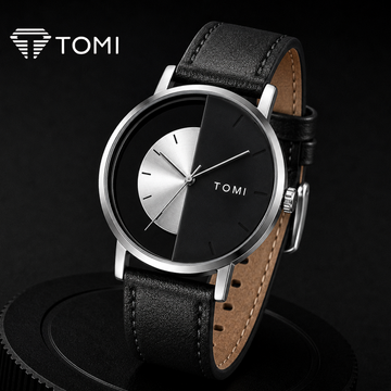 TOMI T-080 Prestige Transparent Dial Watch – Silver Black