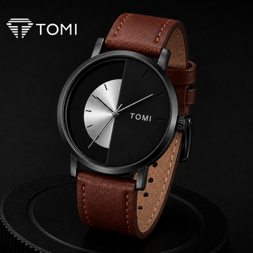 TOMI T-080 Prestige Transparent Dial Watch – Black Brown