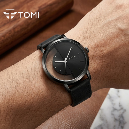 TOMI T-080 Prestige Transparent Dial Watch – Full Black