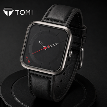 TOMI T-093 Elegant Square Dial Watch for Men - Full Black