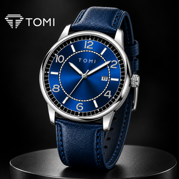 TOMI T-025 Modern Edge Men's Classic Analog Watch - Silver Blue