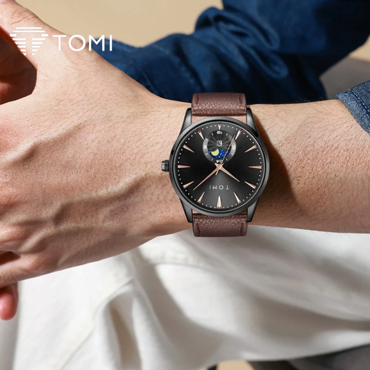 TOMI T-024 Model Classic Design Straps Watch With Magnetic Lock - Black Brown