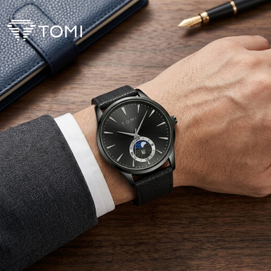TOMI T-024 Model Classic Design Straps Watch With Magnetic Lock - Full Black