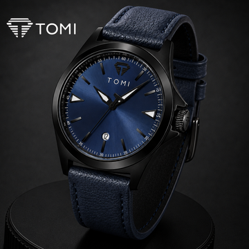TOMI T-041 Iconic Strap Watch With Date – Black Blue