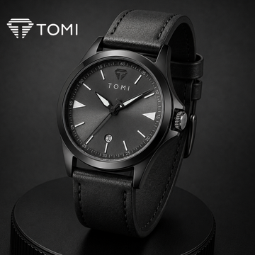 TOMI T-041 Iconic Strap Watch With Date – Full Black
