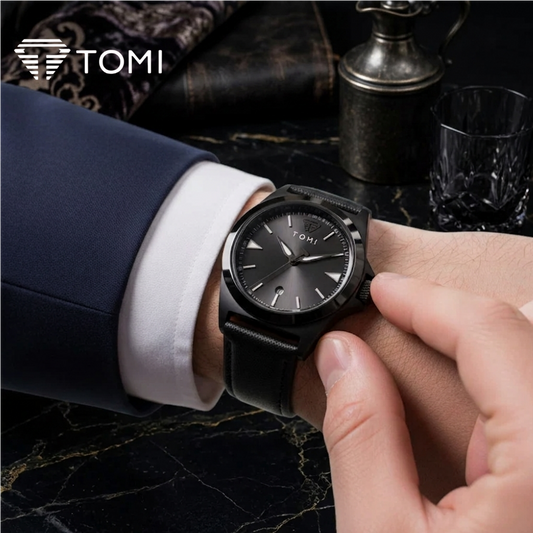 TOMI T-041 Iconic Strap Watch With Date – Full Black