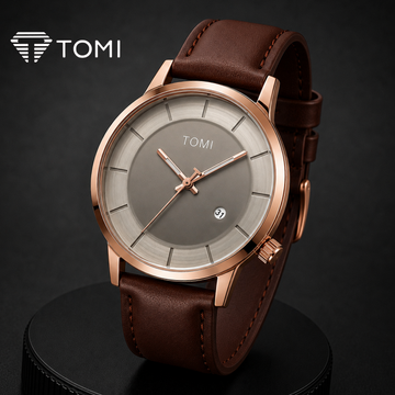 TOMI T-101 Distinct Date Analog Watch For Men – Golden Brown