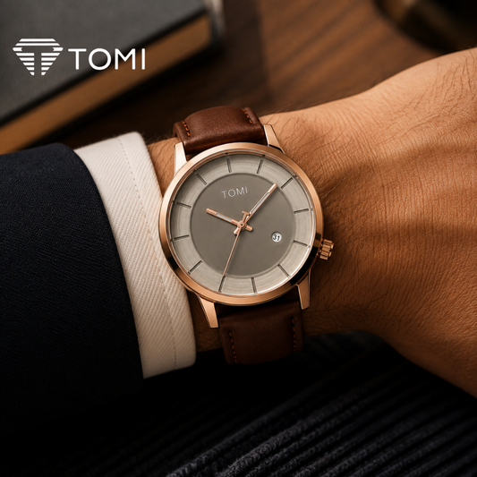 TOMI T-101 Distinct Date Analog Watch For Men – Golden Brown