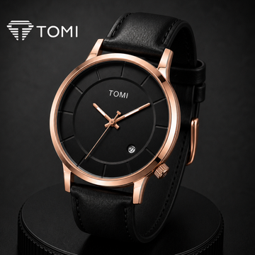 TOMI T-101 Distinct Date Analog Watch For Men – Golden Black