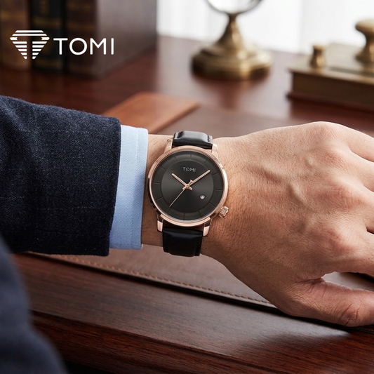 TOMI T-101 Distinct Date Analog Watch For Men – Golden Black