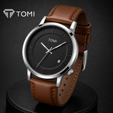 TOMI T-101 Distinct Date Analog Watch For Men – Silver Brown