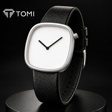TOMI T-077 Pure Elegance Men's Minimalist Quartz Watch - Silver Black