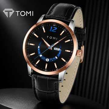 TOMI T-020 Classic Analog Quartz Watch – Golden Black