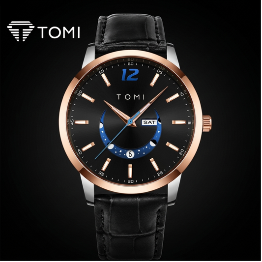 TOMI T-020 Classic Analog Quartz Watch – Golden Black