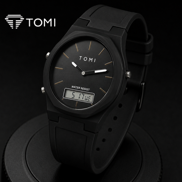 TOMI T-238 Dual Display Watch for Men – Full Black