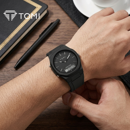 TOMI T-238 Dual Display Watch for Men – Full Black