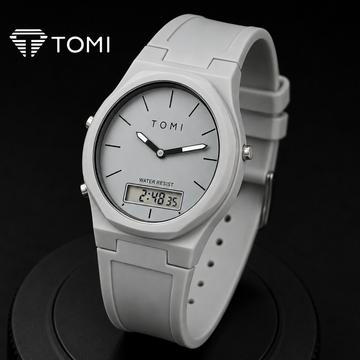 TOMI T-238 Dual Display Watch for Men – Light Gray