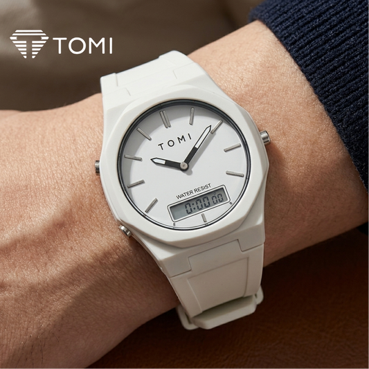 TOMI T-238 Dual Display Watch for Men – Light Gray