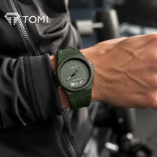 TOMI T-238 Dual Display Watch for Men – Green
