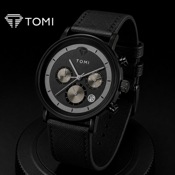 TOMI T-603 S6 Series Business Chronograph Gift Set for Men - Full Black