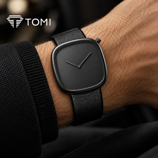 TOMI T-077 Pure Elegance Men's Minimalist Quartz Watch - Full Black