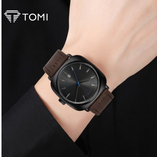TOMI T-084 Premium Business Class Collection Quartz Date Watch — Dark Brown Color