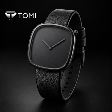 TOMI T-077 Pure Elegance Men's Minimalist Quartz Watch - Full Black