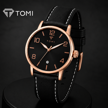 TOMI T-035 Bold Date Watch for Men – Golden Black Color
