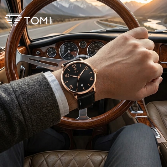TOMI T-035 Bold Date Watch for Men – Golden Black Color