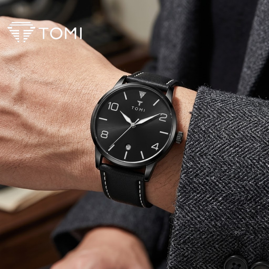 TOMI T-035 Bold Date Watch for Men – Full Black Color