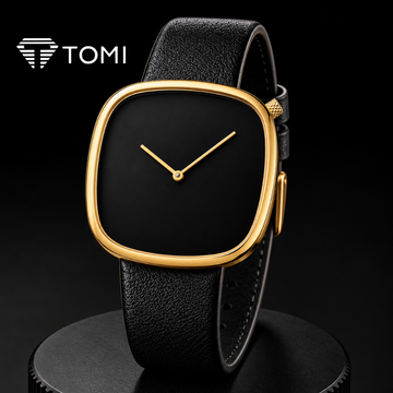 TOMI T-077 Pure Elegance Men's Minimalist Quartz Watch - Golden Black