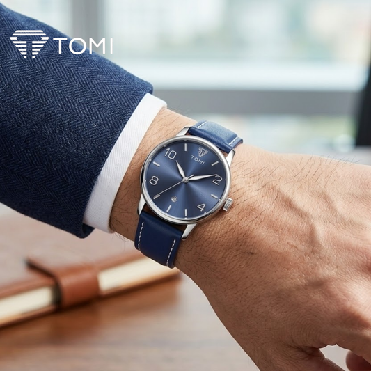 TOMI T-035 Bold Date Watch for Men – Silver Blue Color