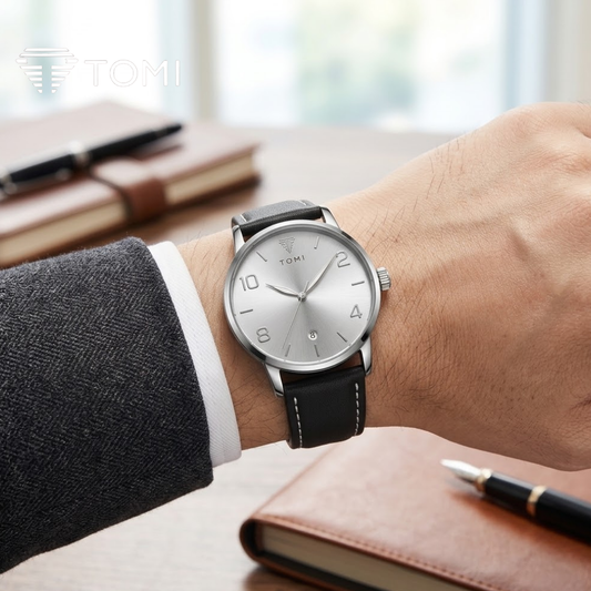 TOMI T-035 Bold Date Watch for Men – Silver Black Color