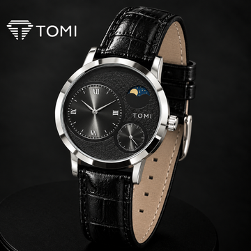 TOMI T-036 Moon Edition Chronograph Watch With Durable Straps – Silver Black