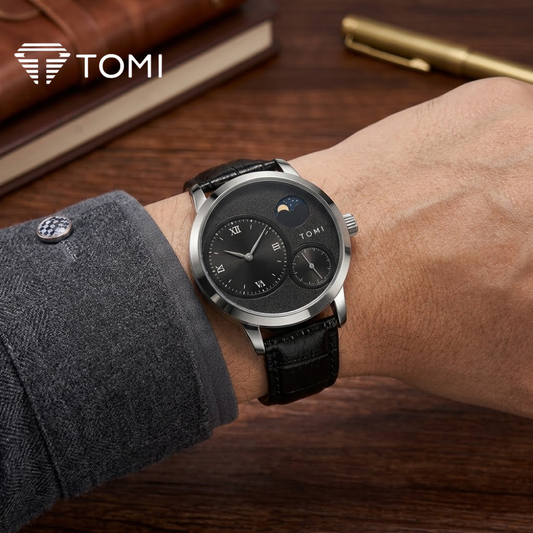 TOMI T-036 Moon Edition Chronograph Watch With Durable Straps – Silver Black
