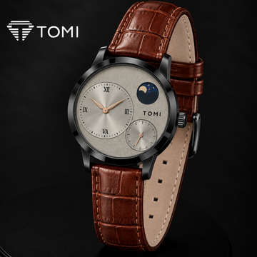 TOMI T-036 Moon Edition Chronograph Watch With Durable Straps – Black Brown