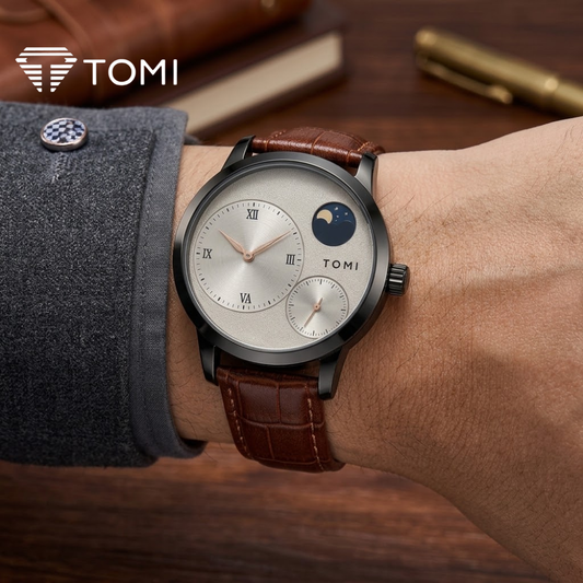 TOMI T-036 Moon Edition Chronograph Watch With Durable Straps – Black Brown