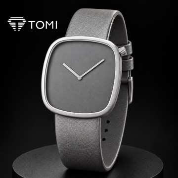 TOMI T-077 Pure Elegance Men's Minimalist Quartz Watch - Silver Gray