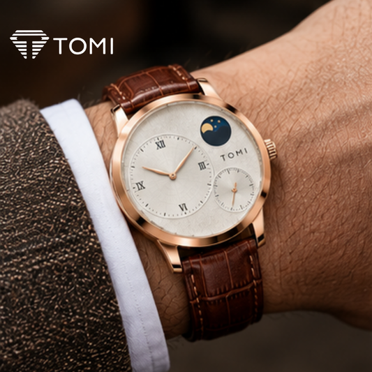 TOMI T-036 Moon Edition Chronograph Watch With Durable Straps – Golden Brown