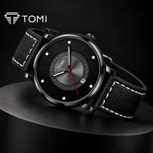 TOMI T-033 Timeless Classic Men's Analog Date Watch - Full Black