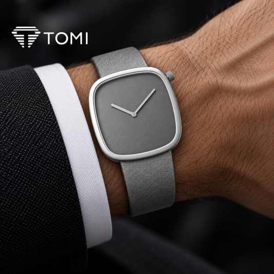 TOMI T-077 Pure Elegance Men's Minimalist Quartz Watch - Silver Gray